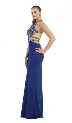 May Queen - Crisscrossed Cutout Jeweled Sheath Prom Gown Formal Gowns 19 May Queen - Crisscrossed Cutout Jeweled Sheath Prom Gown Formal Gowns