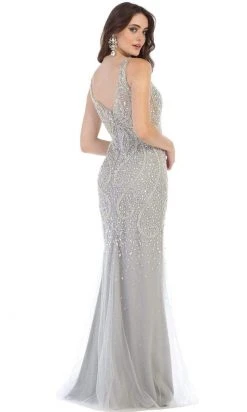 May Queen - Crystal Beaded V-neck Sheath Dress RQ7650 - 1 Pc Champagne In Size 20 Available Formal Gowns 7 May Queen - Crystal Beaded V-neck Sheath Dress RQ7650 - 1 Pc Champagne In Size 20 Available Formal Gowns