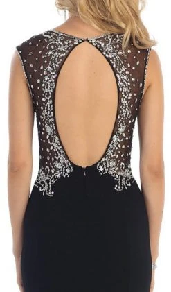 Formal Gowns May Queen - Deep V-Neck Bejeweled Fitted Evening Gown