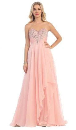 May Queen - Divine Long Strapless Sequined Prom Dress