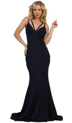 May Queen - Dual Banded Fitted Trumpet Evening Dress Formal Gowns