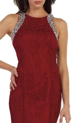 May Queen - Elegant Sleeveless Rhinestone Lace Prom Dress