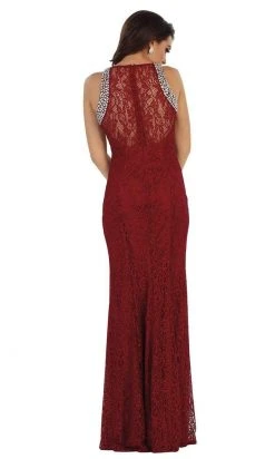 May Queen - Elegant Sleeveless Rhinestone Lace Prom Dress