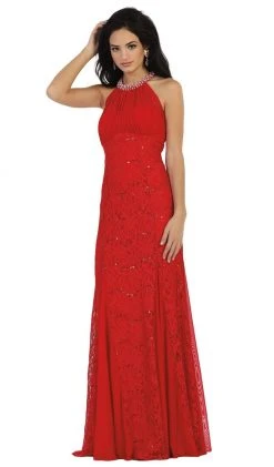 May Queen - Embellished Halter Sheath Mother Of The Bride Dress 18 May Queen - Embellished Halter Sheath Mother Of The Bride Dress