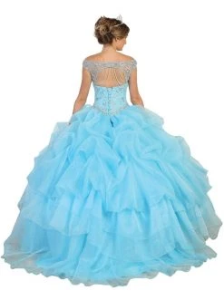 May Queen - Embellished Illusion Off-Shoulder Ruffled Quinceanera Ballgown Formal Gowns