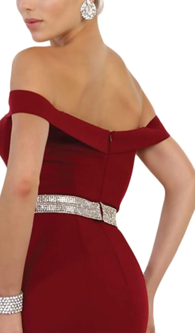 Formal Gowns May Queen - Embellished Off-Shoulder Sheath Homecoming Dress 6 Formal Gowns May Queen - Embellished Off-Shoulder Sheath Homecoming Dress