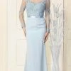 Formal Gowns May Queen - Embroidered Bateau Evening Gown MQ1847 - 1 Pc Dusty Blue In Size 12 Available 1 Formal Gowns May Queen - Embroidered Bateau Evening Gown MQ1847 - 1 Pc Dusty Blue In Size 12 Available