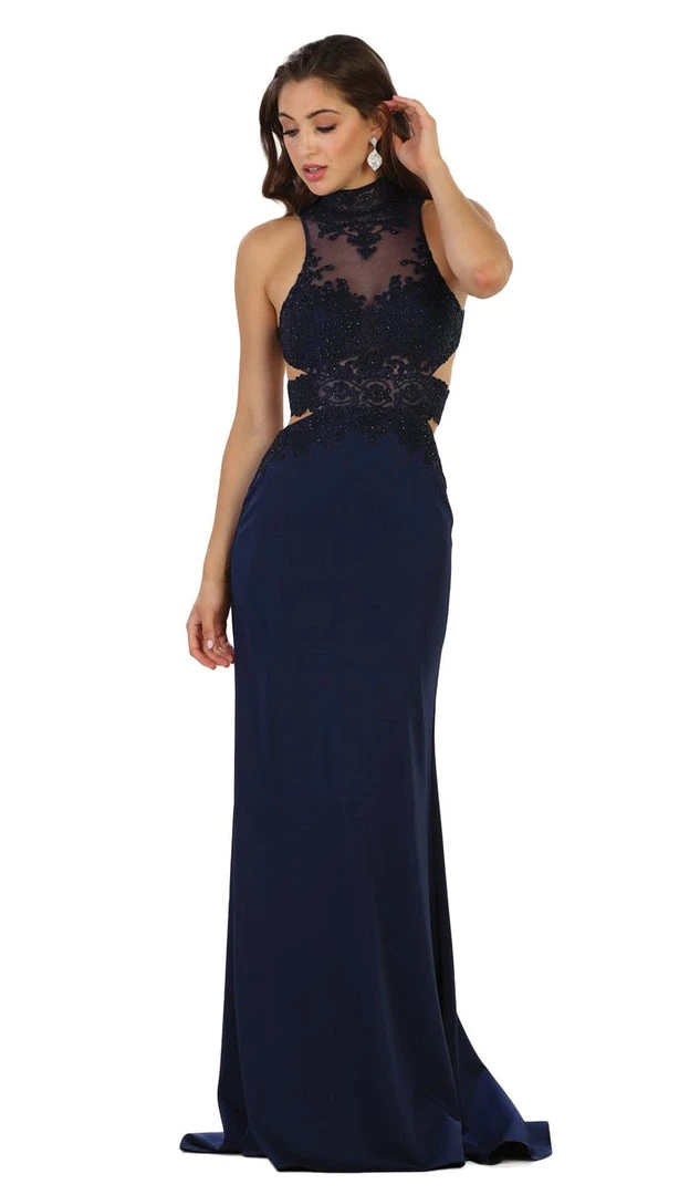 May Queen - Embroidered High Sheath Prom Dress 3 May Queen - Embroidered High Sheath Prom Dress