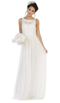 May Queen - Embroidered Jewel A-line Evening Dress Formal Gowns