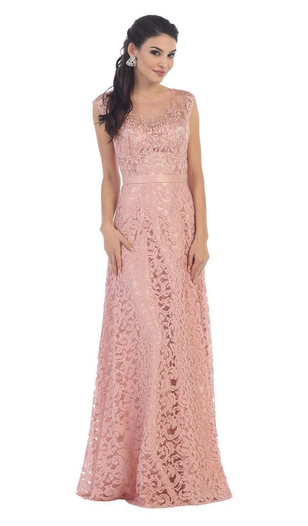 May Queen - Embroidered Lace Illusion Bateau Long Formal Dress 6 May Queen - Embroidered Lace Illusion Bateau Long Formal Dress