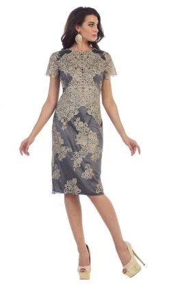 Cocktail Dresses May Queen - Embroidered Short Sleeve Column Formal Dress 15 Cocktail Dresses May Queen - Embroidered Short Sleeve Column Formal Dress
