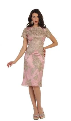 Cocktail Dresses May Queen - Embroidered Short Sleeve Column Formal Dress 19 Cocktail Dresses May Queen - Embroidered Short Sleeve Column Formal Dress