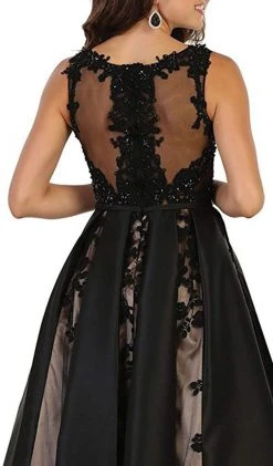 Formal Gowns May Queen - Embroidered Sleeveless Mesh Satin Evening Gown