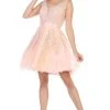 Cocktail Dresses May Queen - Embroidered V-Neck Cocktail Dress MQ1692 - 1 Pc Blush In Size 12 Available
