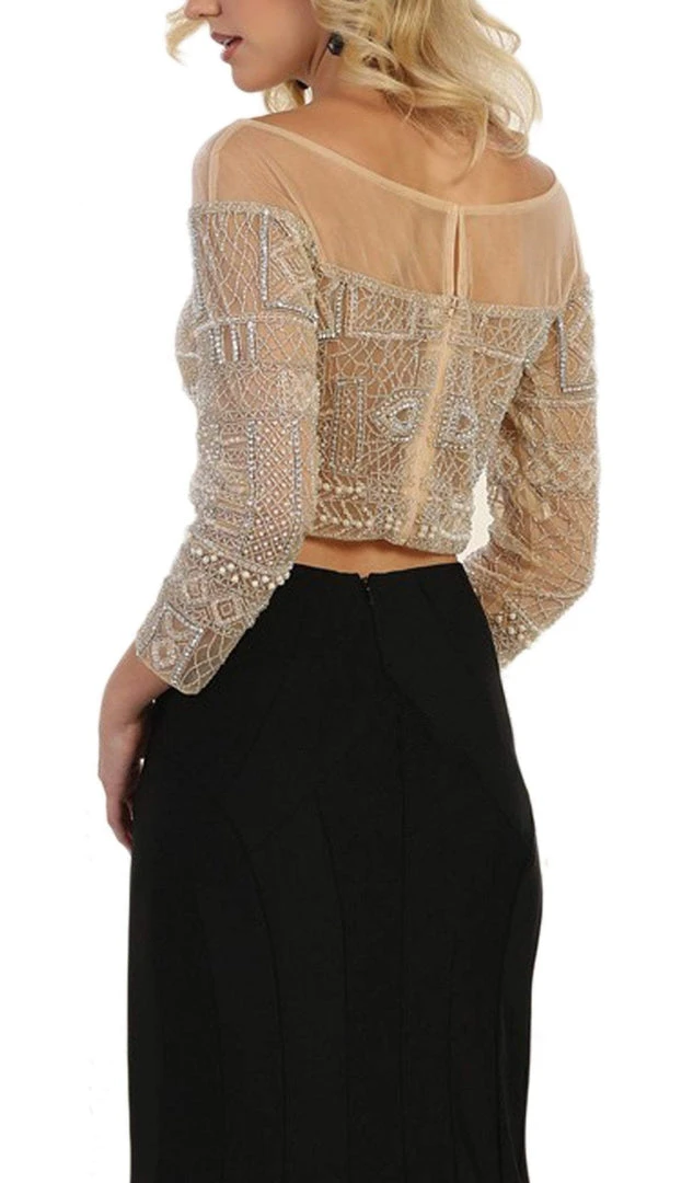 Formal Gowns May Queen - Faux Off-Shoulder Neckline Sheath Evening Gown 6 Formal Gowns May Queen - Faux Off-Shoulder Neckline Sheath Evening Gown