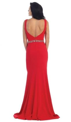 May Queen - Fitted Plunging Seamed Prom Dress 17 May Queen - Fitted Plunging Seamed Prom Dress
