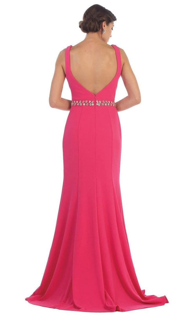 May Queen - Fitted Plunging Seamed Prom Dress 8 May Queen - Fitted Plunging Seamed Prom Dress