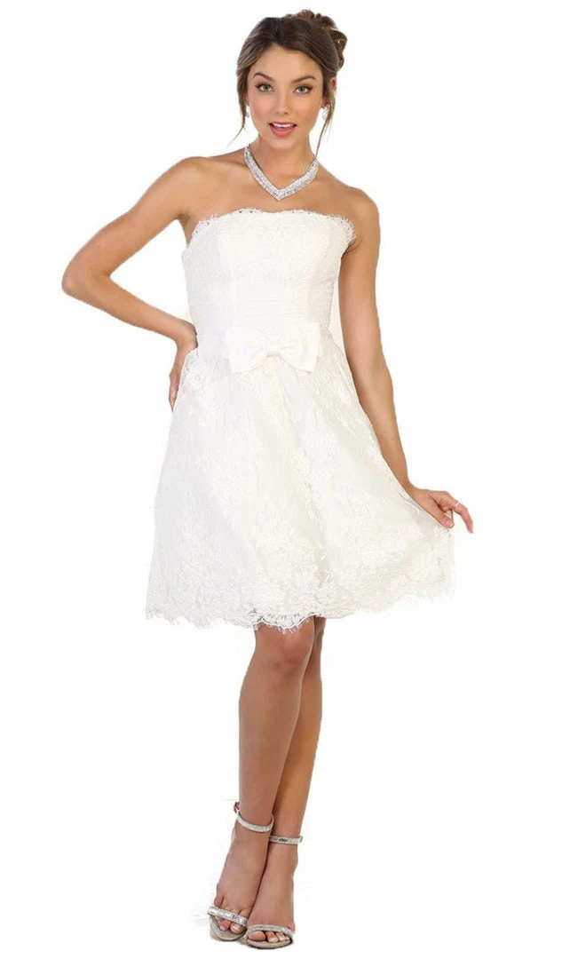 May Queen - Floral Embroidered Strapless Cocktail Dress 3 May Queen - Floral Embroidered Strapless Cocktail Dress