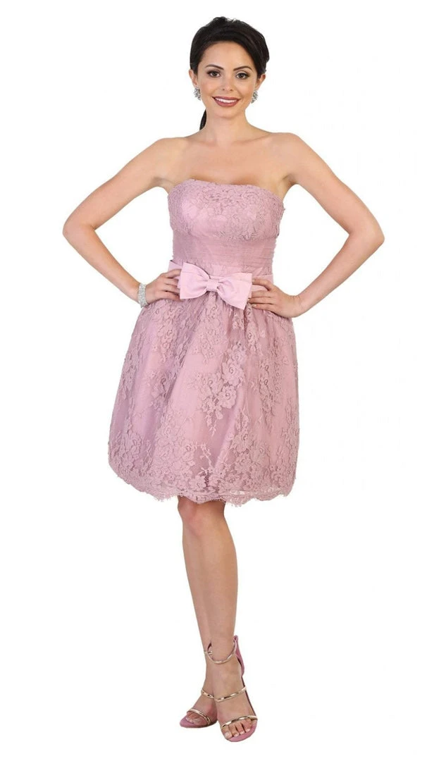 May Queen - Floral Embroidered Strapless Cocktail Dress 5 May Queen - Floral Embroidered Strapless Cocktail Dress