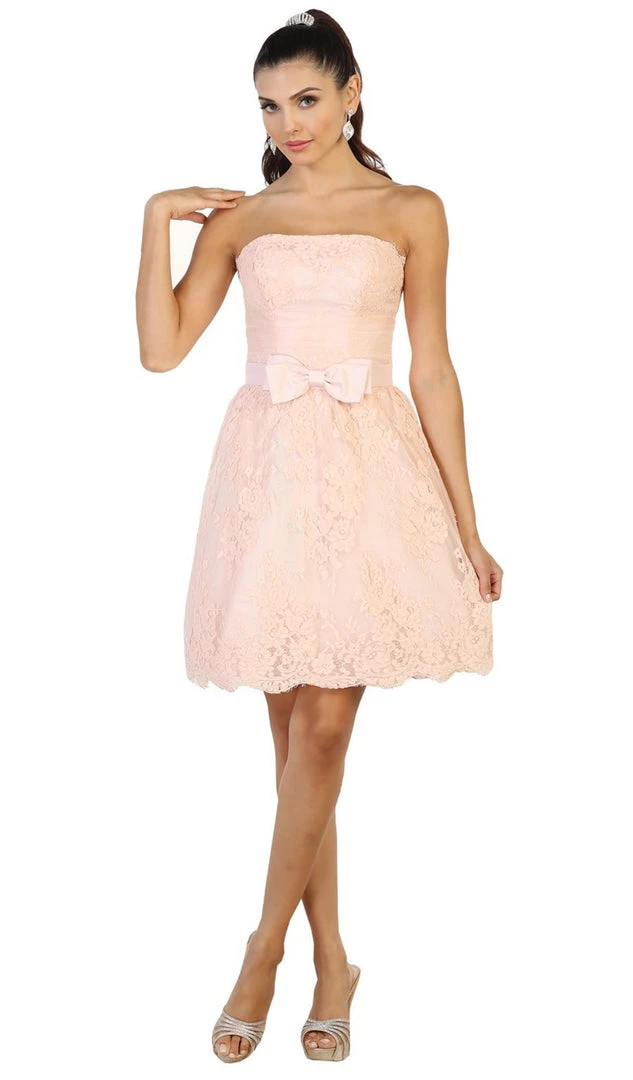 May Queen - Floral Embroidered Strapless Cocktail Dress 7 May Queen - Floral Embroidered Strapless Cocktail Dress