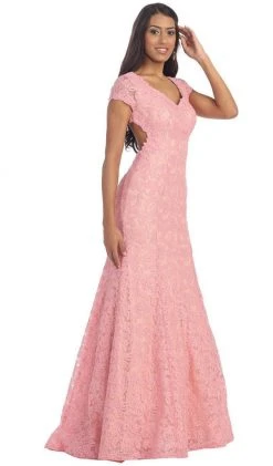 May Queen - Floral Fitted Cutout Trumpet Evening Dress Formal Gowns