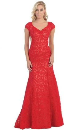 May Queen - Floral Fitted Cutout Trumpet Evening Dress Formal Gowns