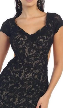 May Queen - Floral Fitted Cutout Trumpet Evening Dress Formal Gowns