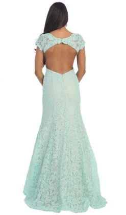 May Queen - Floral Fitted Cutout Trumpet Evening Dress Formal Gowns