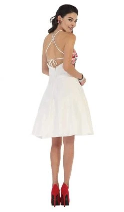 May Queen - Floral Illusion Halter A-line Cocktail Dress Cocktail Dresses