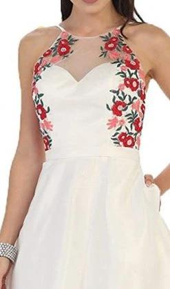 May Queen - Floral Illusion Halter A-line Cocktail Dress Cocktail Dresses