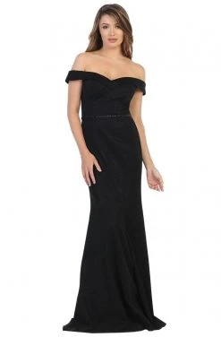 Formal Gowns May Queen - Foldover Off Shoulder Formal Dress MQ1695 - 1 Pc Black In Size 6 Available