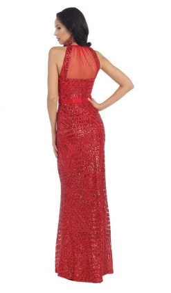May Queen - Halter Neck Full-length Embellished Sheath Prom Dress 13 May Queen - Halter Neck Full-length Embellished Sheath Prom Dress