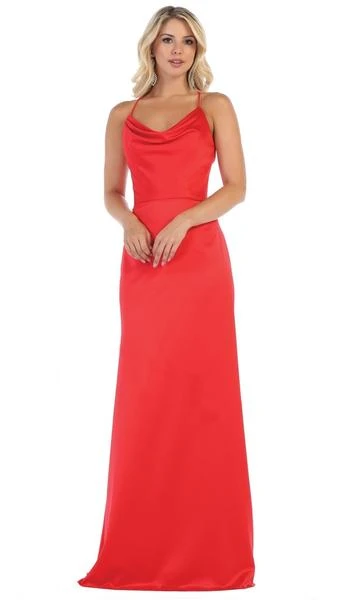 May Queen - Halter Neck Strappy Back Satin A-Line Gown MQ1594 Formal Gowns 3 May Queen - Halter Neck Strappy Back Satin A-Line Gown MQ1594 Formal Gowns