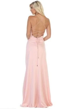 May Queen - Halter Neck Strappy Back Satin A-Line Gown MQ1594 Formal Gowns 10 May Queen - Halter Neck Strappy Back Satin A-Line Gown MQ1594 Formal Gowns