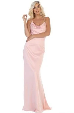May Queen - Halter Neck Strappy Back Satin A-Line Gown MQ1594 Formal Gowns 9 May Queen - Halter Neck Strappy Back Satin A-Line Gown MQ1594 Formal Gowns