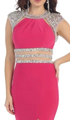 May Queen - Jewel Embellished Sheath Evening Dress Formal Gowns