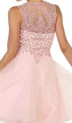 May Queen - Jeweled V-neck A-line Cocktail Dress