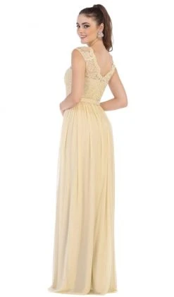 May Queen - Lace Cap Sleeve Bateau A-line Dress MQ1590 - 1 Pc Champagne In Size 20 Available