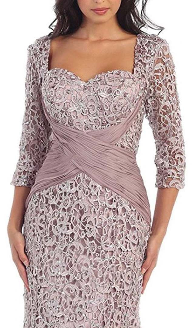 Formal Gowns May Queen - Lace Crisscrossed Shirring Mermaid Evening Gown 4 Formal Gowns May Queen - Lace Crisscrossed Shirring Mermaid Evening Gown