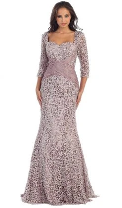 Formal Gowns May Queen - Lace Crisscrossed Shirring Mermaid Evening Gown