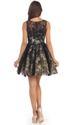 May Queen - Lace Illusion Jewel A-line Cocktail Dress