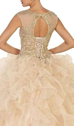 May Queen - LK104 Gilded Jewel Neck Ruffled Quinceanera Ballgown 10 May Queen - LK104 Gilded Jewel Neck Ruffled Quinceanera Ballgown