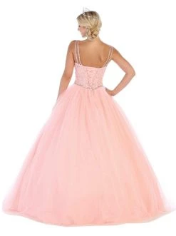 May Queen - LK106 Embroidered V-neck Ballgown