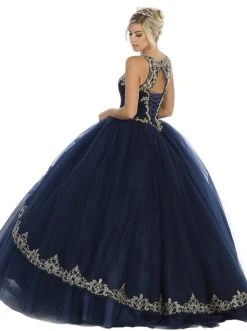 May Queen - LK117 Appliqued Scoop Pleated Ballgown