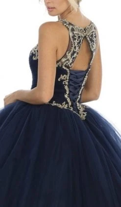 May Queen - LK117 Appliqued Scoop Pleated Ballgown