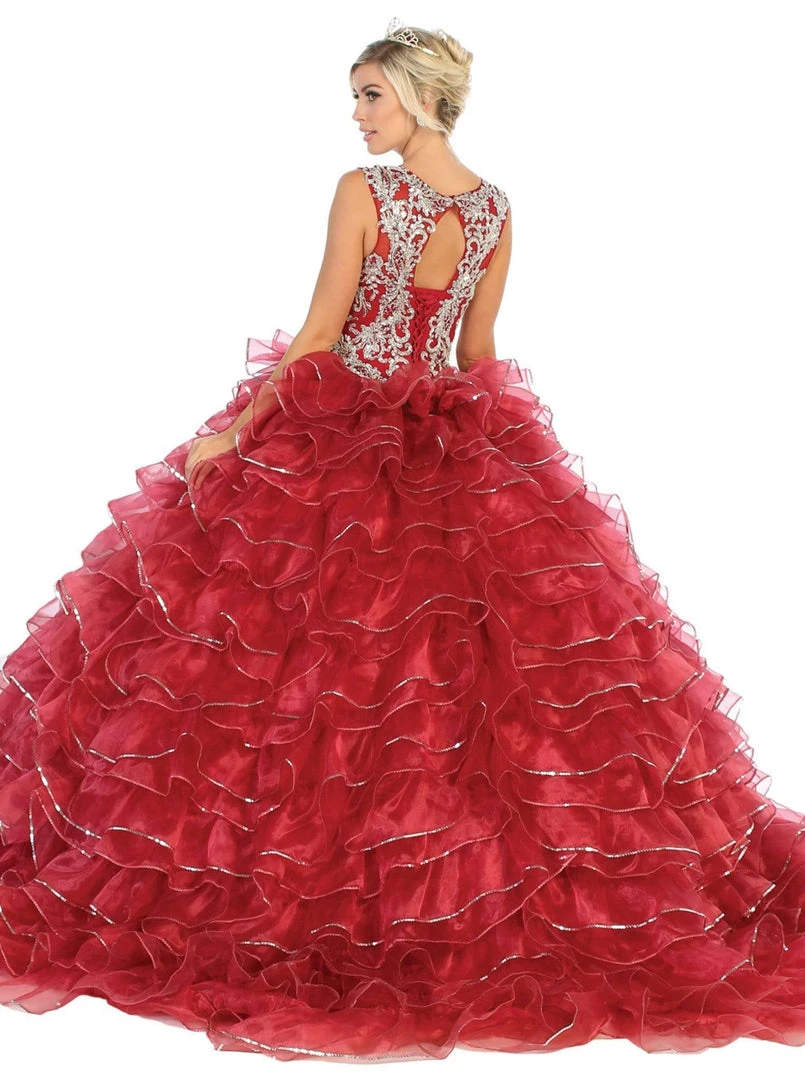 May Queen - LK125 Embellished Scoop Tiered Quinceanera Formal Gowns 4 May Queen - LK125 Embellished Scoop Tiered Quinceanera Formal Gowns