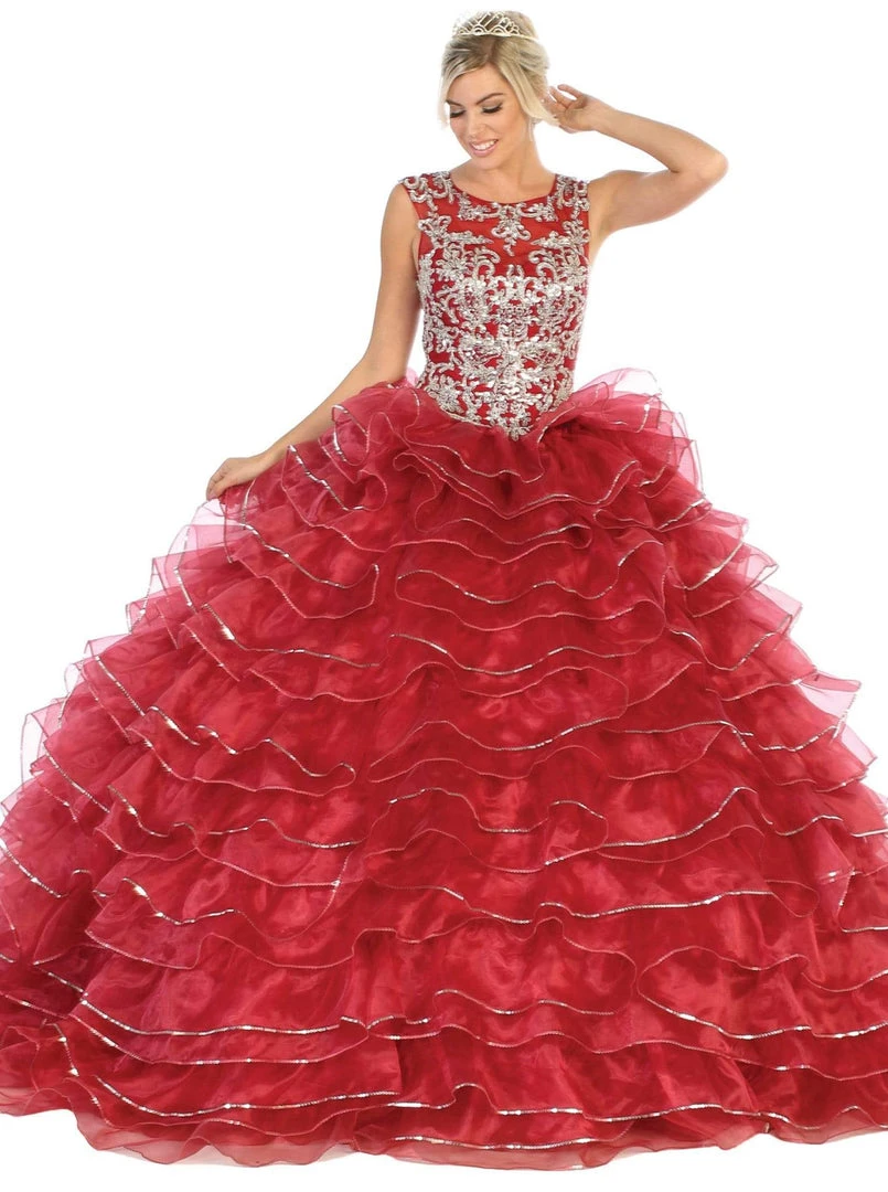May Queen - LK125 Embellished Scoop Tiered Quinceanera Formal Gowns 3 May Queen - LK125 Embellished Scoop Tiered Quinceanera Formal Gowns