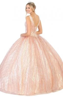 Formal Gowns May Queen - LK134 Embellished V-neck Ballgown