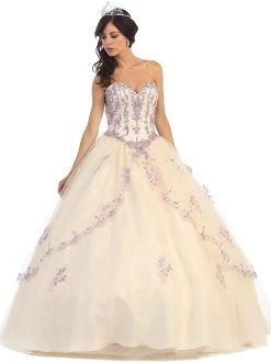 May Queen - LK61 Bedazzled Sweetheart Quinceanera Ball Gown Formal Gowns