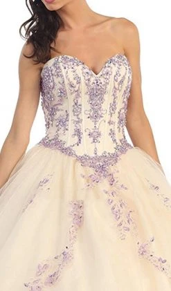 May Queen - LK61 Bedazzled Sweetheart Quinceanera Ball Gown Formal Gowns